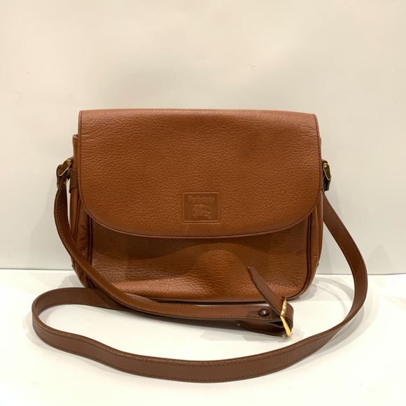 Burberry Brown Leather Shoulder Bag Sku#85019 (Gently used, mold) - Picture 1 of 13